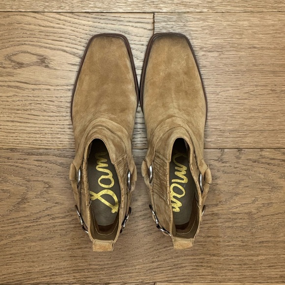 Sam Edelman Bellamie Suede Riding Heel Biker Boots - Size 7.5 - EUC - Tan - Picture 6 of 8